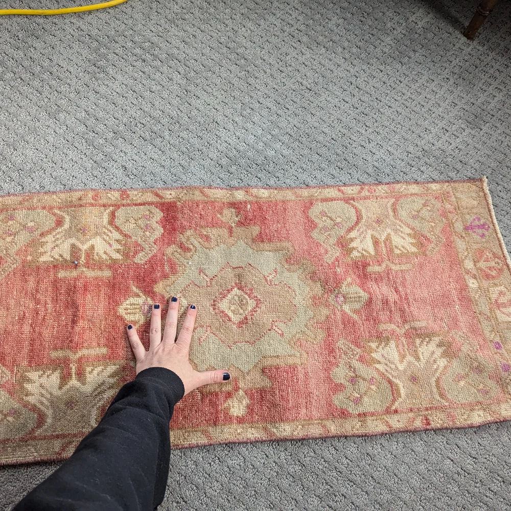 Vintage Style Red and Beige Area Rug